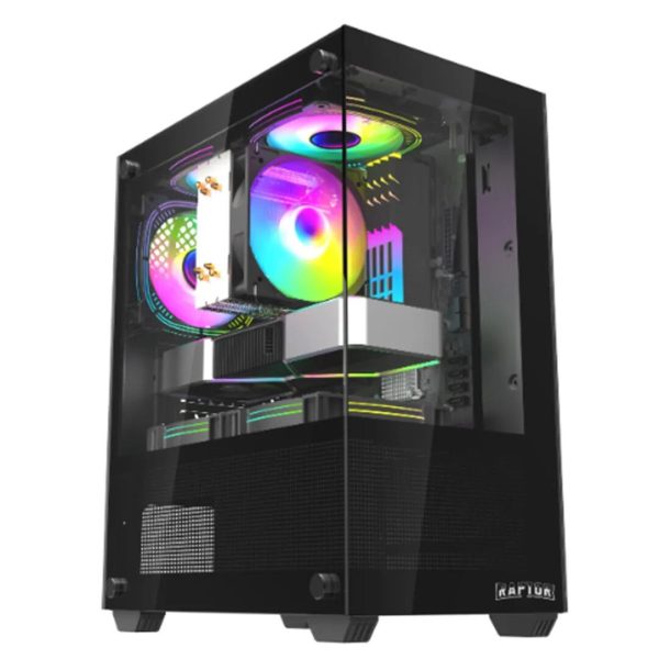 Gabinete Raptor Nova Prime TG x2 Mid-Tower RGB Fan x3 Black