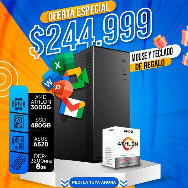 PC ADMINISTRATIVA | ATHLON 3000G - 8GB RAM - SSD 480