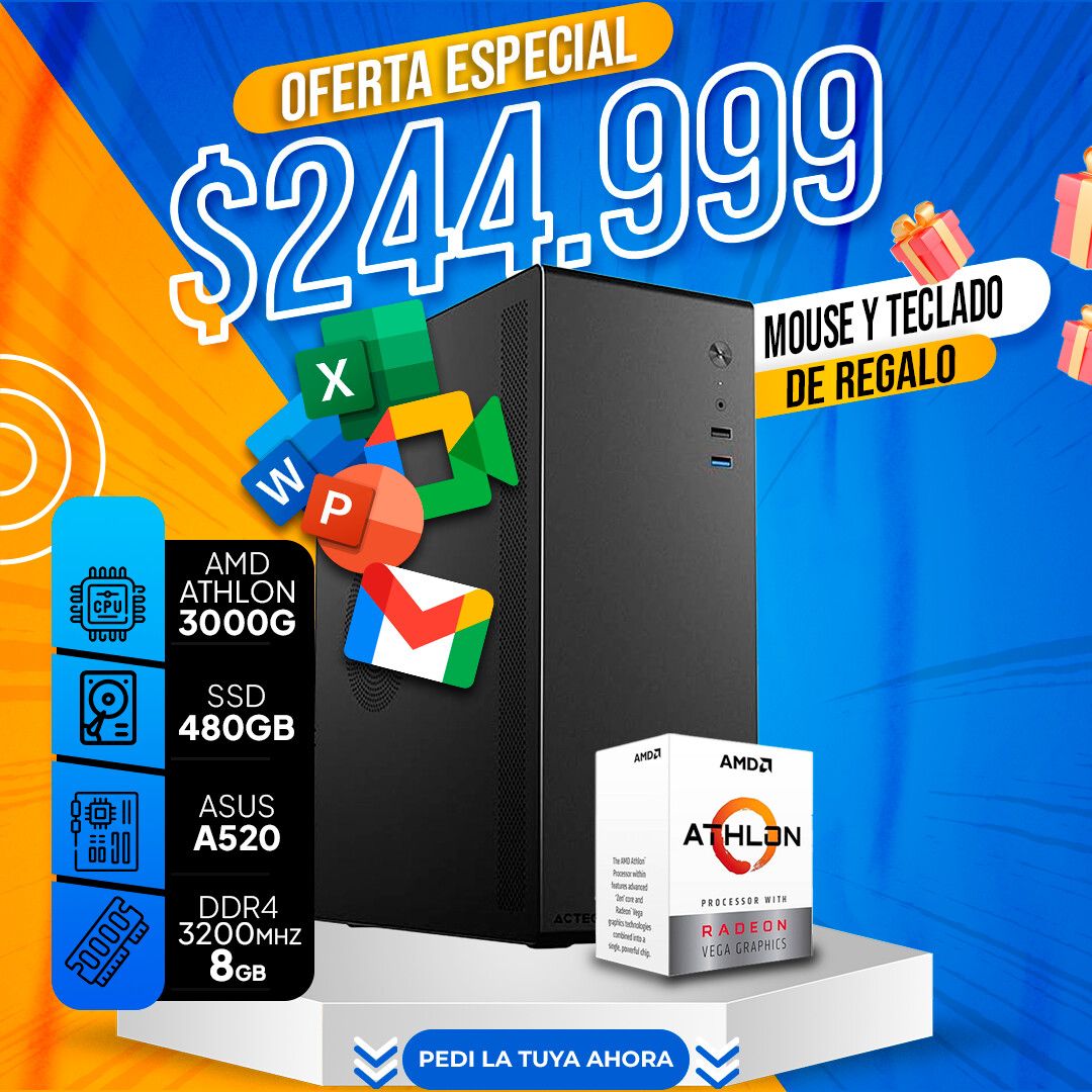 PC ADMINISTRATIVA  ATHLON 3000G - 8GB RAM - SSD 480