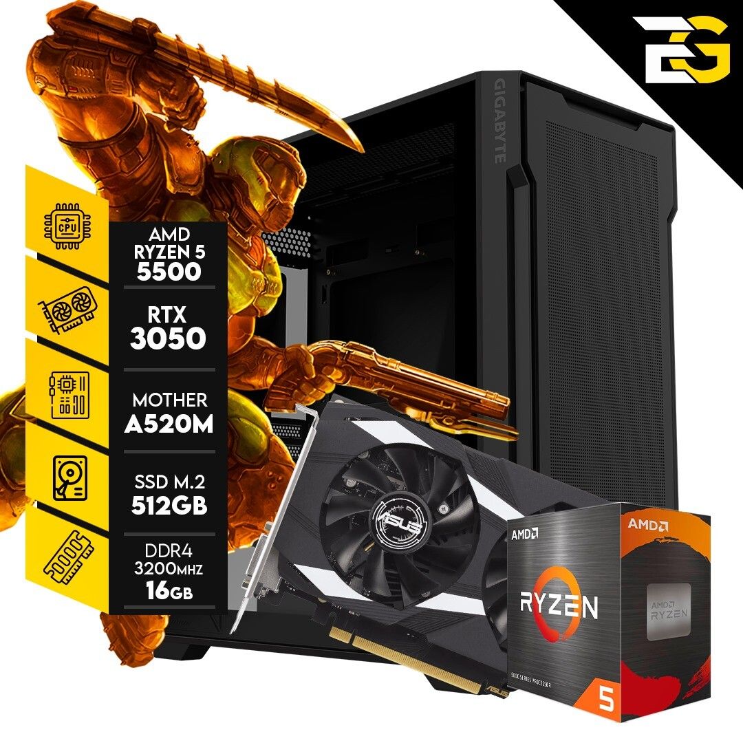 PC GAMER – DOOM | R. 5 5500 – RTX 3050 – 16GB RAM – SSD M.2 512GB