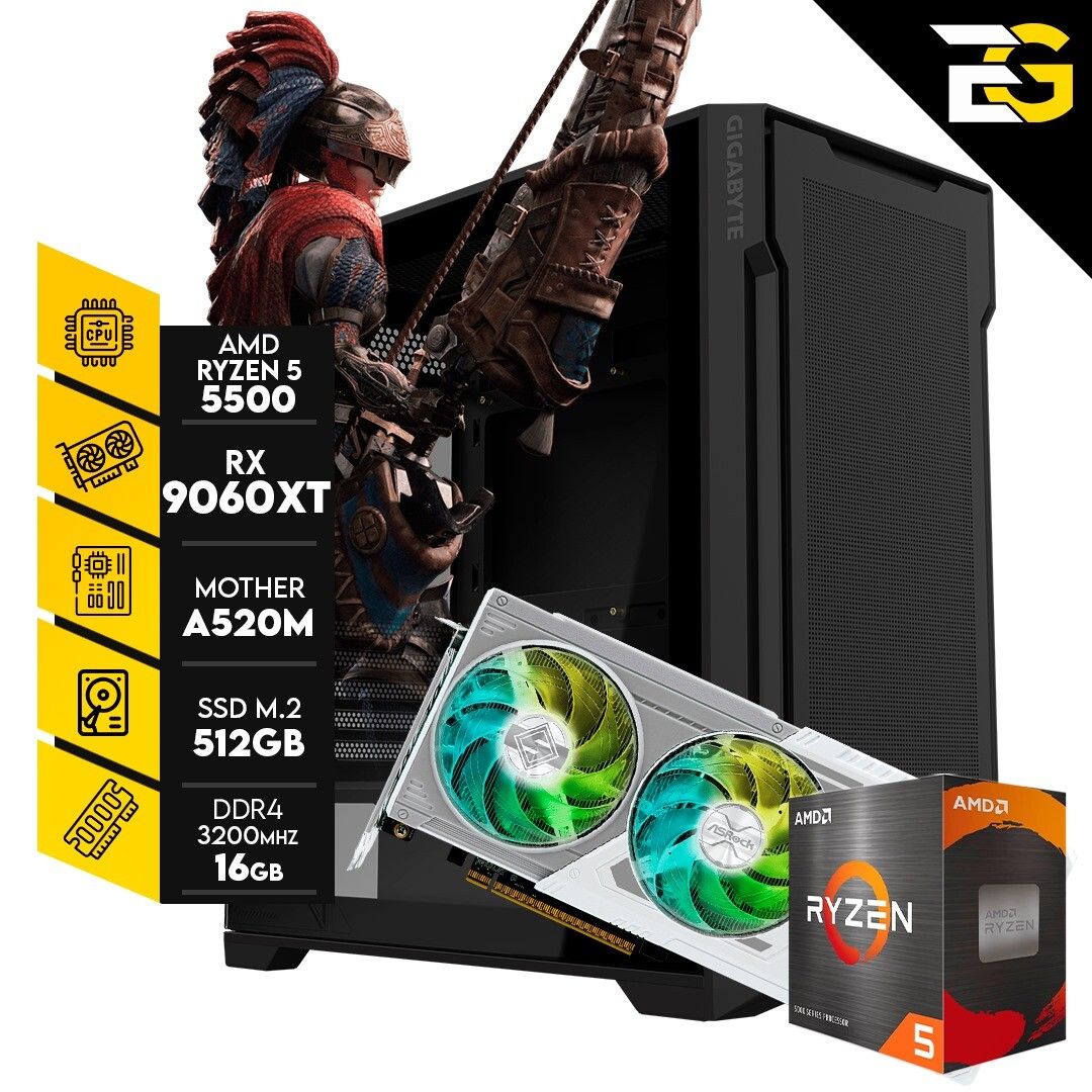 PC GAMER – HUNTER | R. 5 5500 – RX 9060 XT – 16GB RAM – SSD M.2 512GB