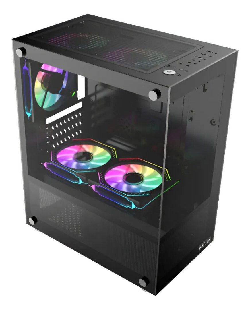 Gabinete Raptor Nova Prime TG x2 Mid-Tower RGB Fan x3 Black
