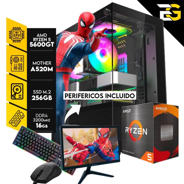 PC GAMER - PARKER | R. 5 5600GT - 16GB RAM - SSD M.2 256GB / Perifericos y Monitor Incluidos
