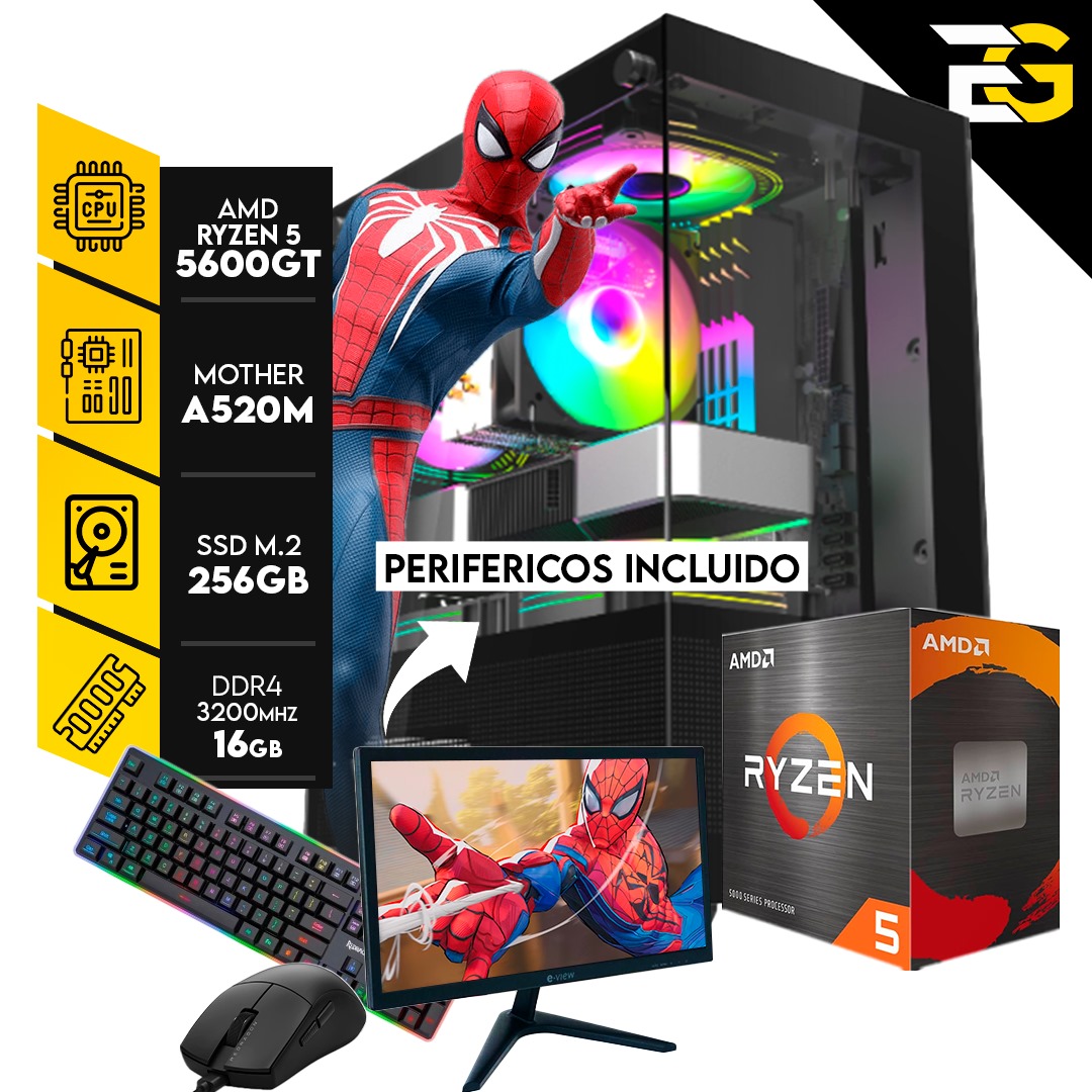 PC GAMER – PARKER | R. 5 5600GT – 16GB RAM – SSD M.2 256GB / Perifericos y Monitor Incluidos