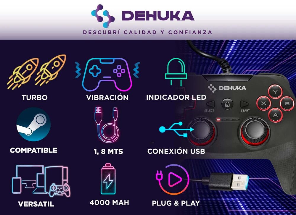 Joystick Ergonomico X-input/d-input Compatible Con Pc P3 Computadora Steam Notebook Tv Box Android Dehuka hs-ps3219 - Imagen 2