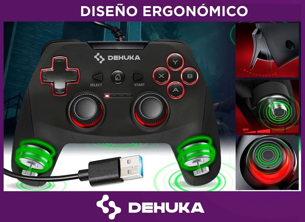 Joystick Ergonomico X-input/d-input Compatible Con Pc P3 Computadora Steam Notebook Tv Box Android Dehuka hs-ps3219 Joystick Ergonomico X-input/d-input Compatible Con Pc P3 Computadora Steam Notebook Tv Box Android Dehuka hs-ps3219