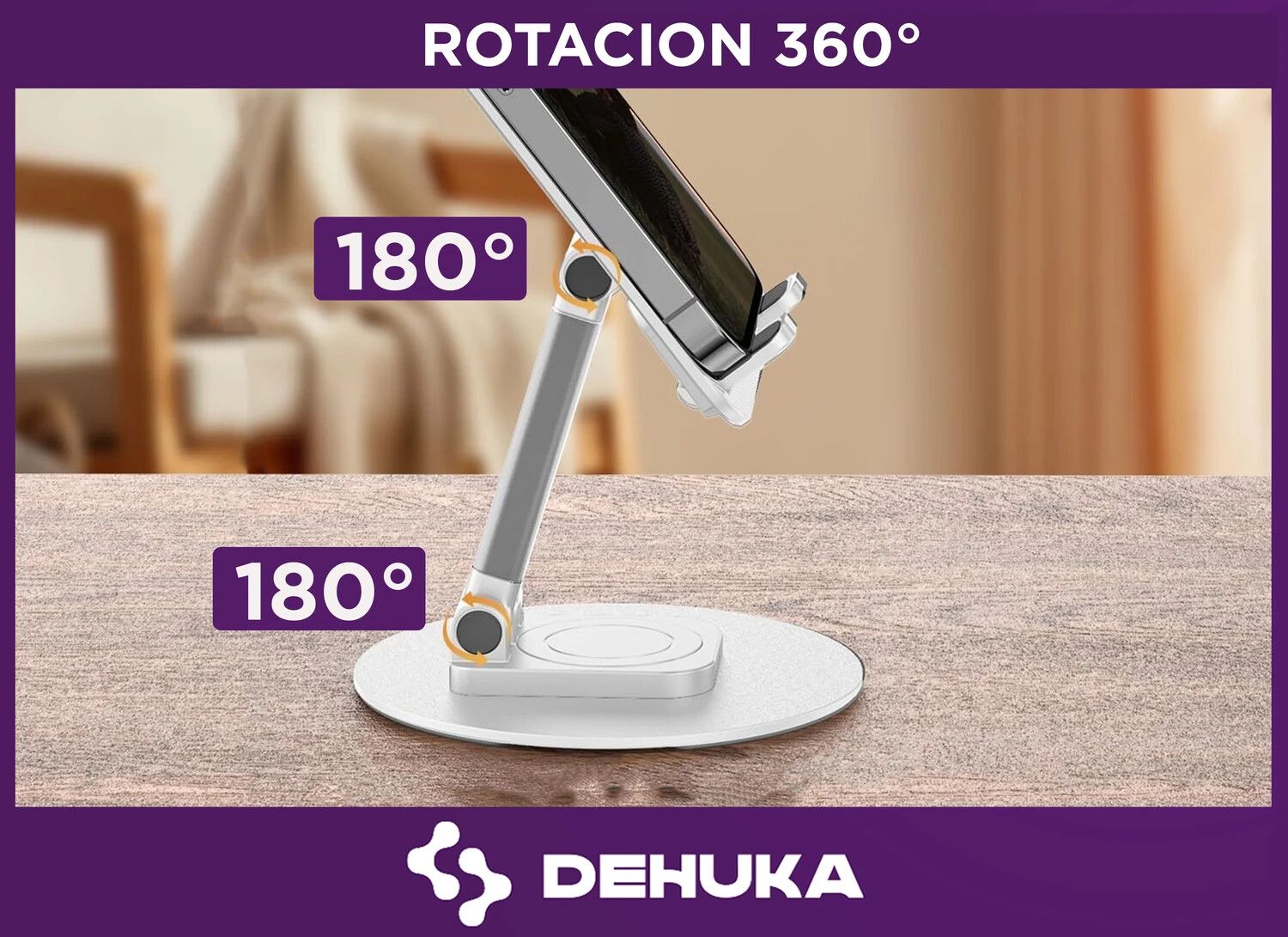 Soporte Metálico Para Teléfono 360° Rotatorio, Plegable Compatible iPhone, Smartphones Y Tablets Dehuka HOLDER2171 - Imagen 3