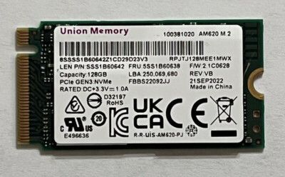 Disco SSD M.2 Union Memory 128GB Gen 3 (Bulk)
