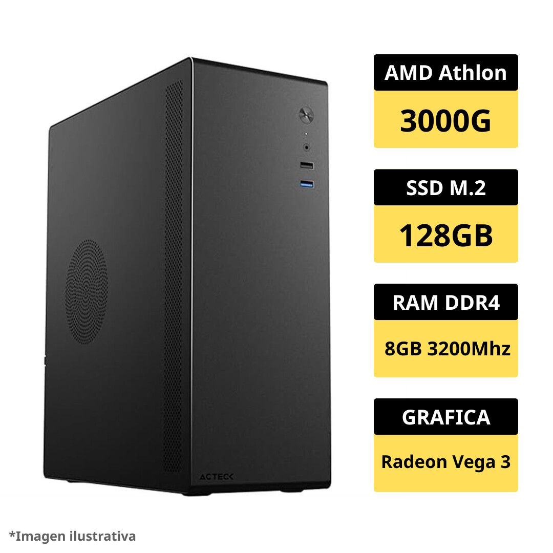 PC OFICINA 1 | Athlon 3000G – 8GB RAM DDR4 – 128GB SSD M.2