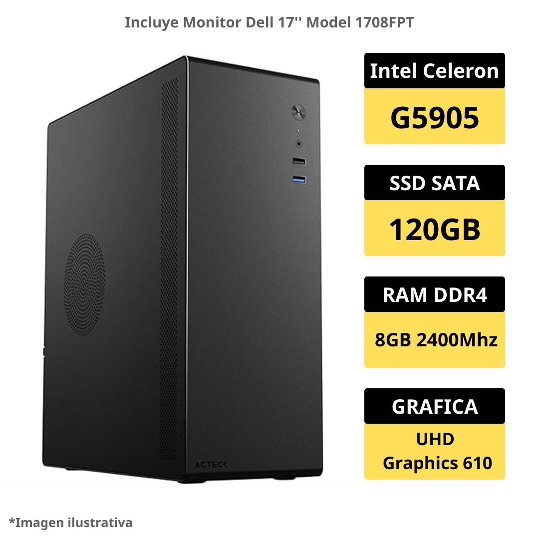PC OFICINA 2 | Celeron G5905 – 8GB RAM DDR4 – 120GB SSD + Monitor 17»