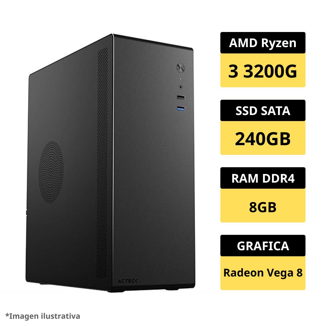 PC OFICINA 4 | Ryzen 3 3200G – 8GB RAM DDR4 – 240GB SSD + WiFi